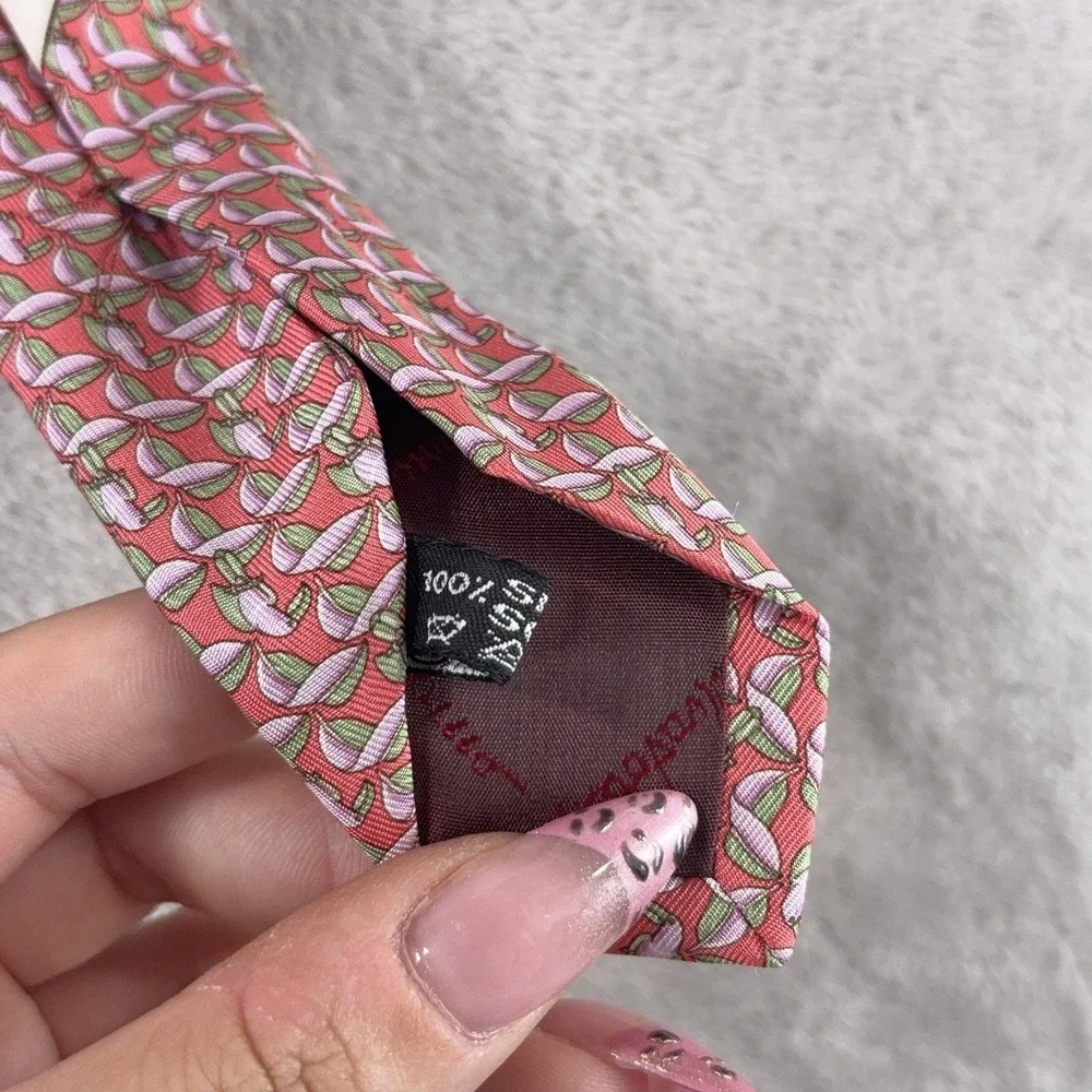Salvatore Ferragamo Silk Neckties Mens Lot Of 2 Blue Pink Gancini Made In Italy